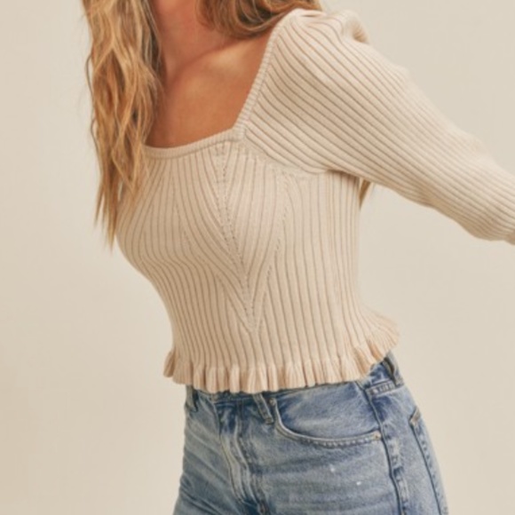 Cream Knit Rib Top - Picture 5 of 6